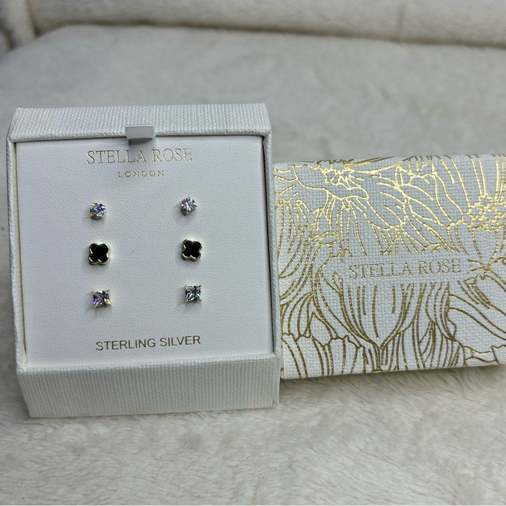 NIB Stella Rose London Gold Plated Sterling Silver Stud Earrings